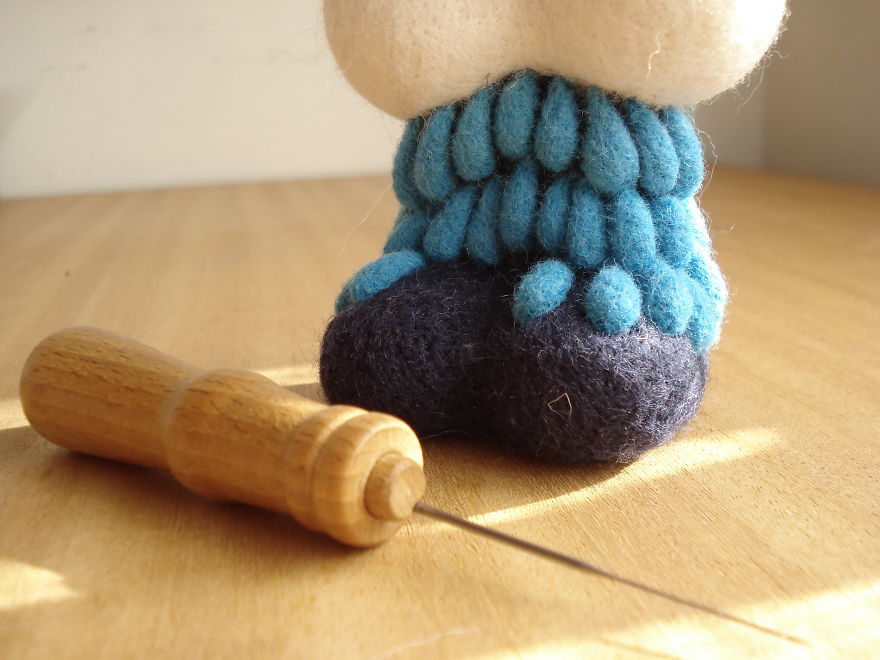 It Took Me 82 Felted Rain Drops To Make This Art Toy Legs...