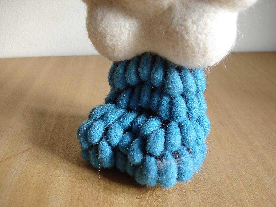 It Took Me 82 Felted Rain Drops To Make This Art Toy Legs...