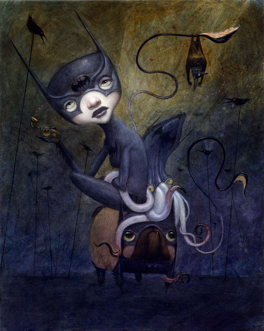 Batgirl And Batsquid Ride Batpug With Batbat In The Lead