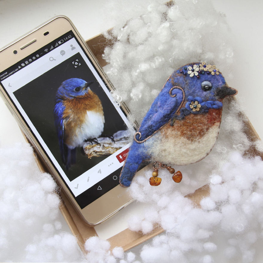 My Felt Bird Brooches Made Like A Photo