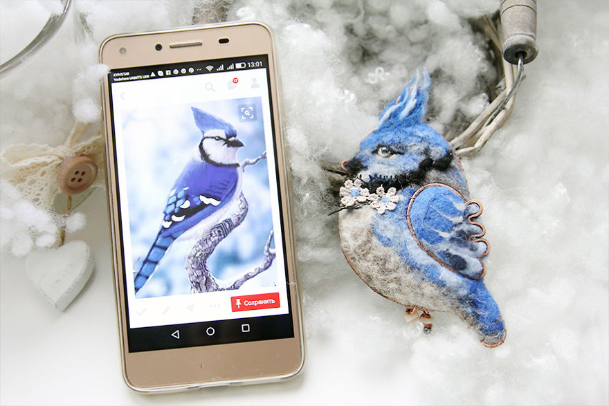 My Felt Bird Brooches Made Like A Photo