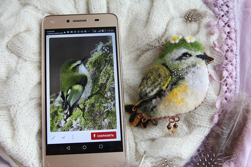 My Felt Bird Brooches Made Like A Photo