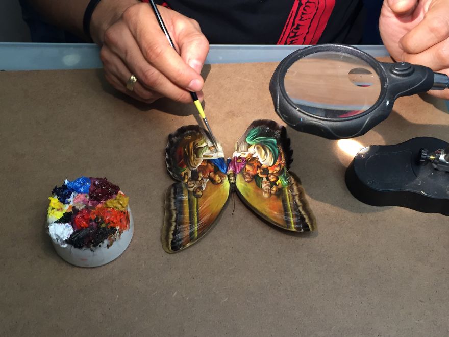 Artist Paints On Real Butterflies Wings