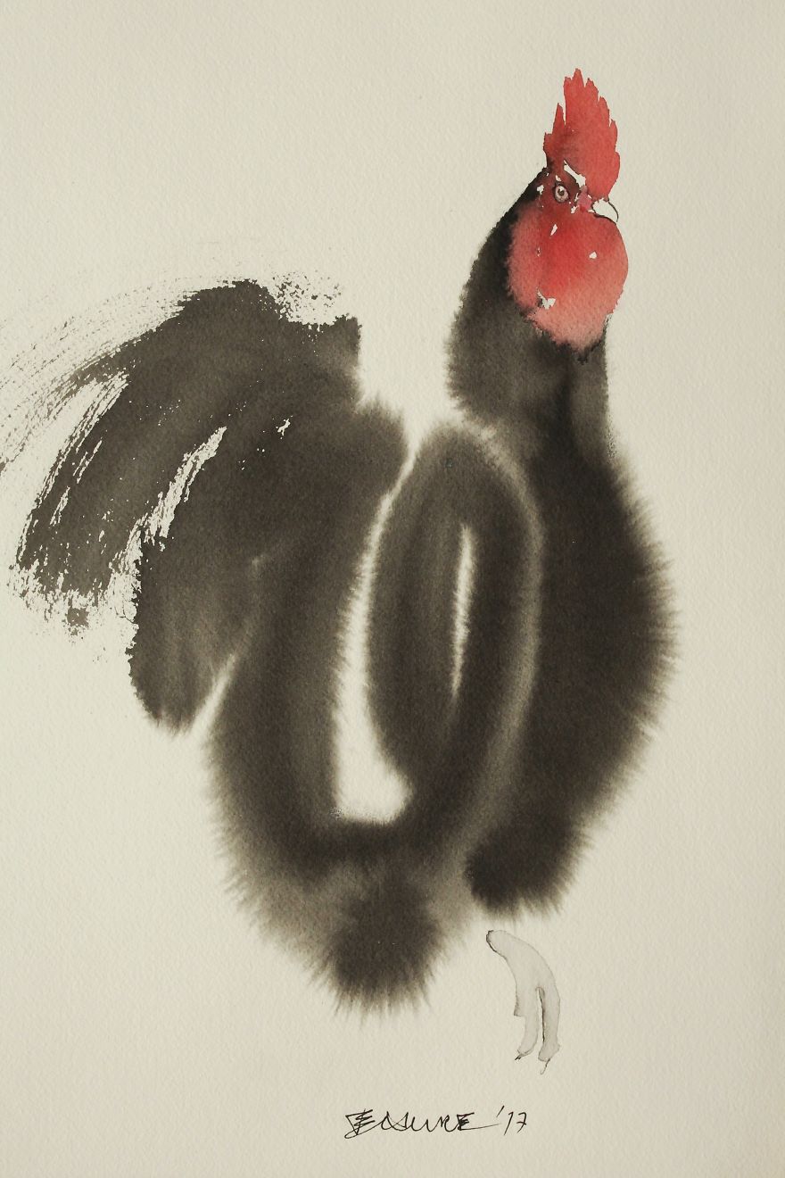 Ink Paintings By Endre Penovac For The Year Of Rooster Ink Paintings By Endre Penovac For The Year Of Rooster