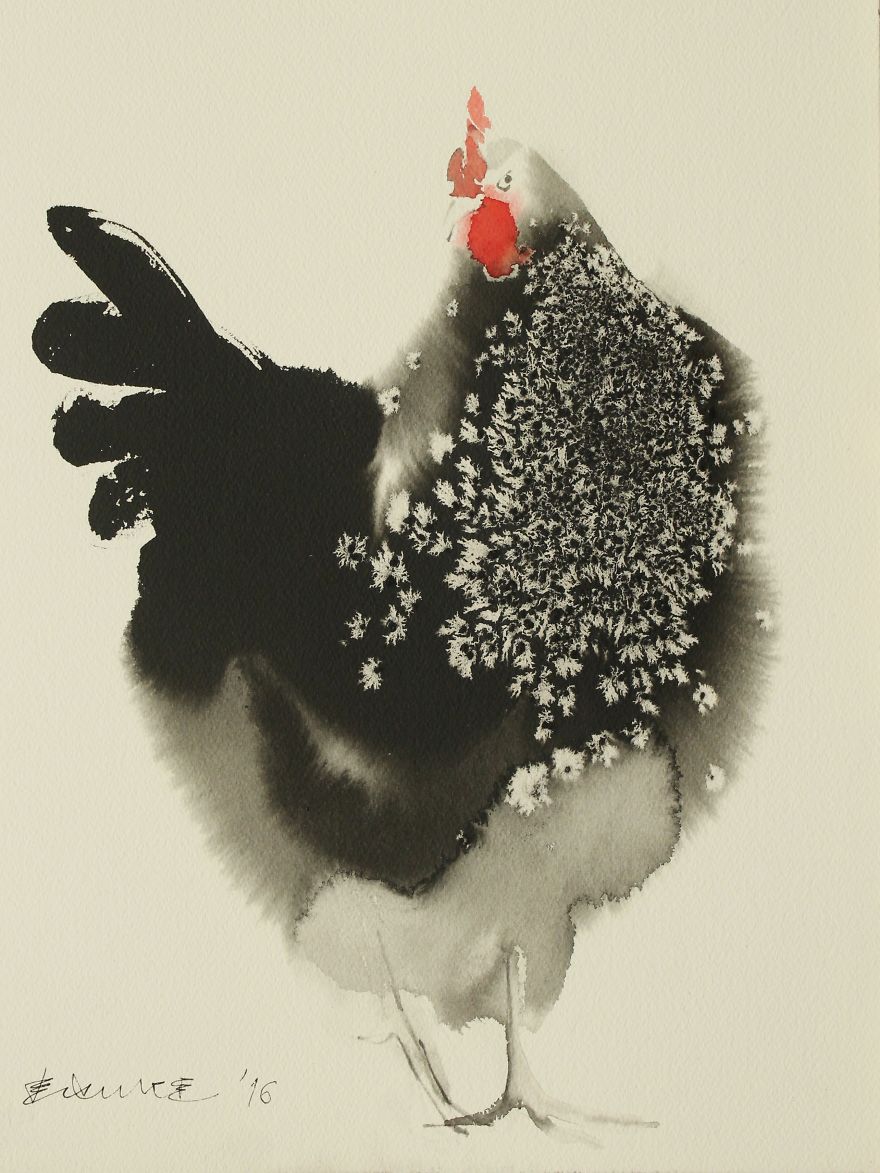 Ink Paintings By Endre Penovac For The Year Of Rooster Ink Paintings By Endre Penovac For The Year Of Rooster