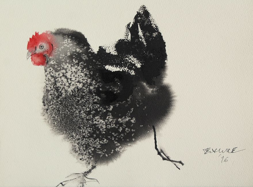 Ink Paintings By Endre Penovac For The Year Of Rooster Ink Paintings By Endre Penovac For The Year Of Rooster