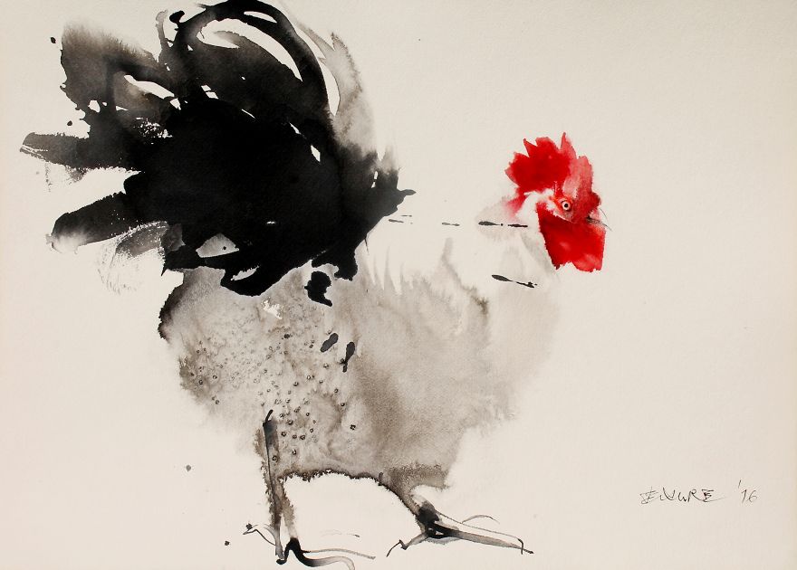 Ink Paintings By Endre Penovac For The Year Of Rooster Ink Paintings By Endre Penovac For The Year Of Rooster