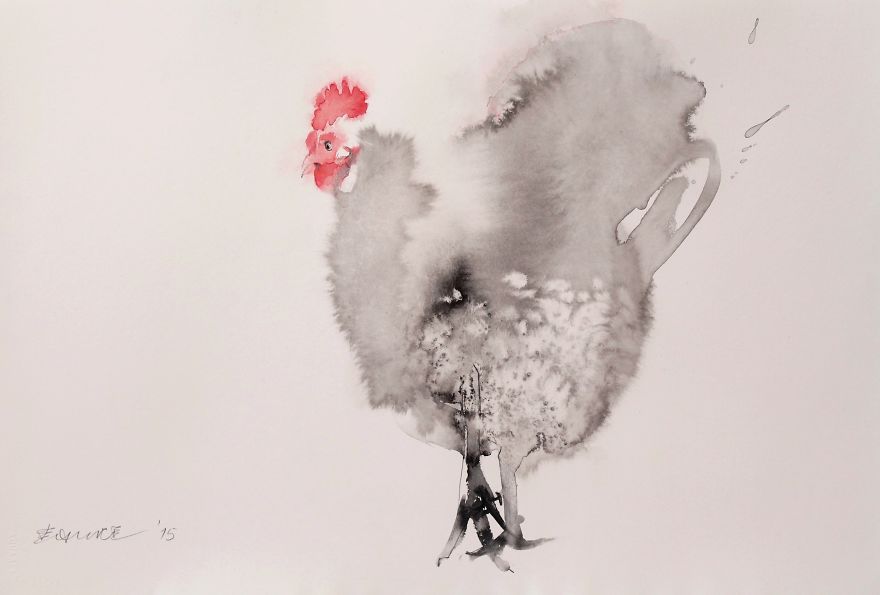 Ink Paintings By Endre Penovac For The Year Of Rooster Ink Paintings By Endre Penovac For The Year Of Rooster