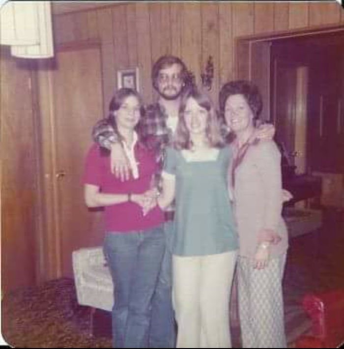 My Mom Pregnant With My Brother, Standing With My Aunt, Uncle, And Grandma 1975