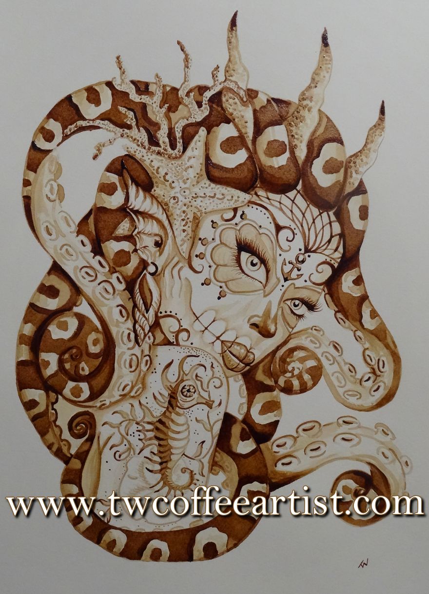 I Made Some Marvelous Mermaids Using Only Coffee As "Paint" I Made Some Marvelous Mermaids Using Only Coffee As "Paint"