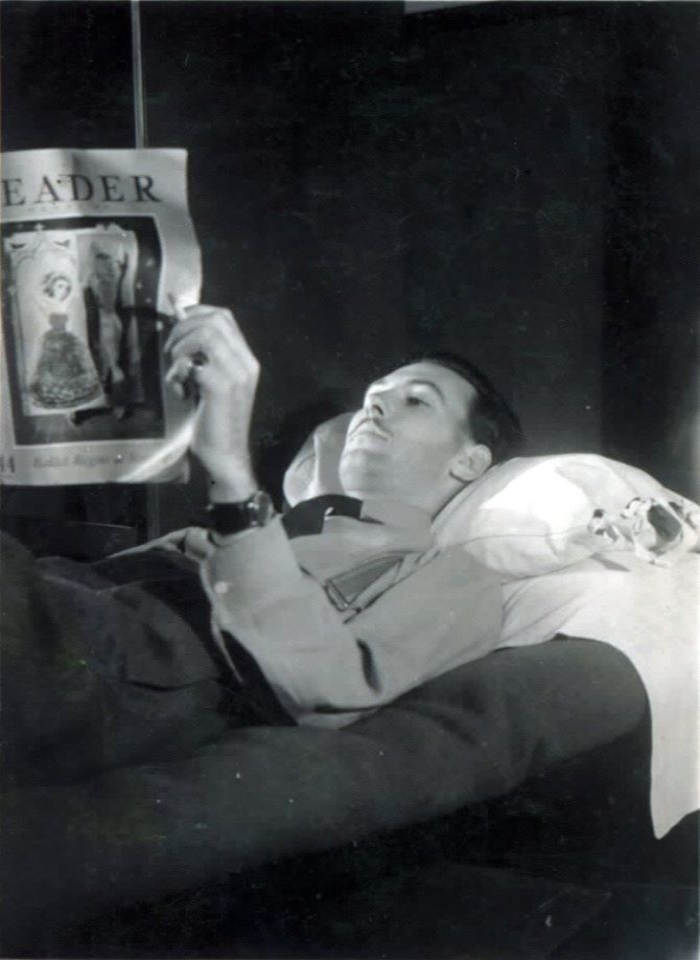 Raf Officer T. W. Hudspith Enjoying Some Light Reading, 1945