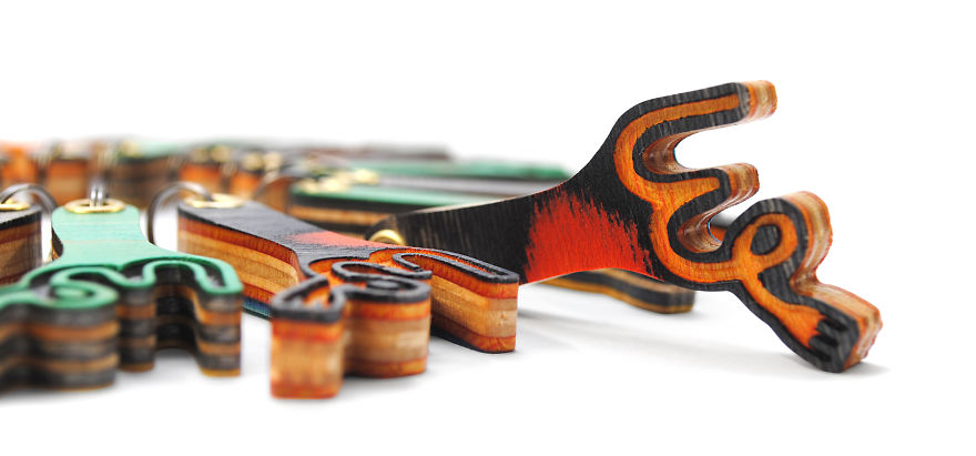 Keychains Out Of Recycled Skateboards