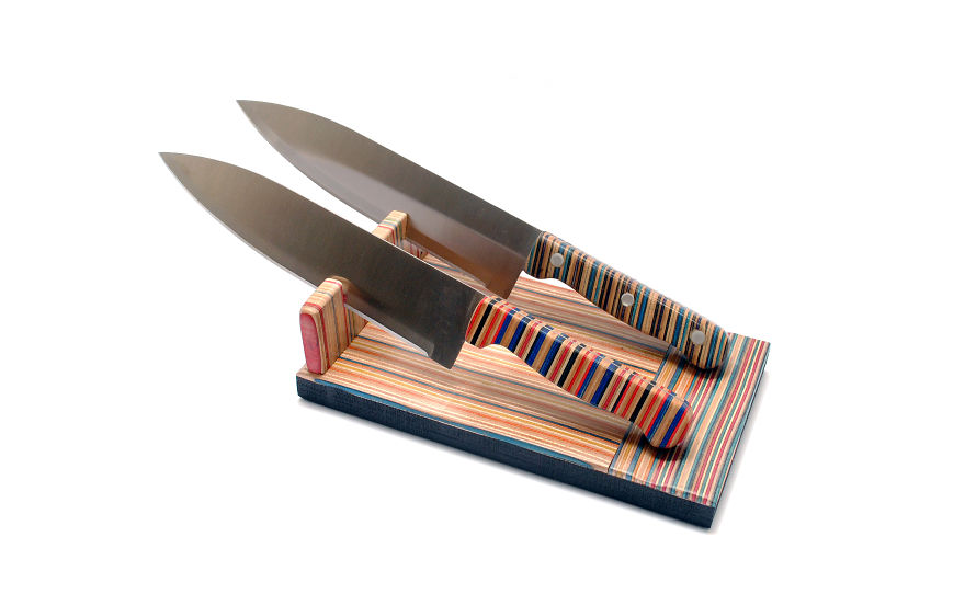 Knife Set Out Of Recycled Skateboards