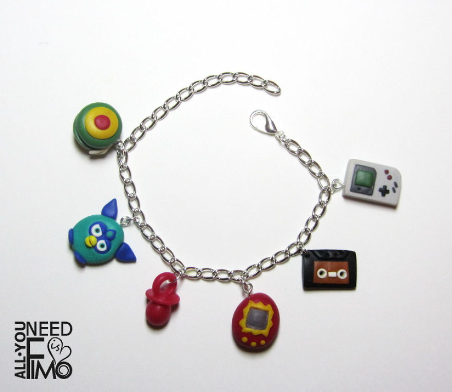 I Made These Bracelet Charms Out Of Polymer Clay! They Remind Me Of 90's &hearts;
