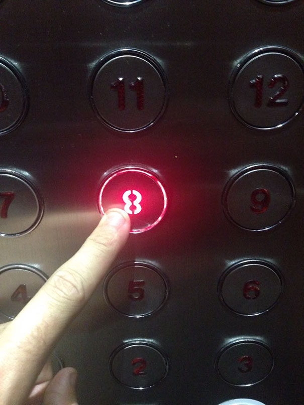 This Elevator Button Is The Only One That Is Upside Down