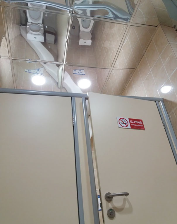 Toilets And Mirror Ceiling