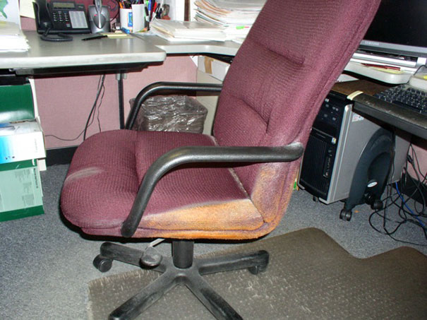 The Cheeto Chair. Results Of Eating 1 Bag Of Cheetos Every Day For Years And Wiping Hand On Seat. Yes, That Is Mold