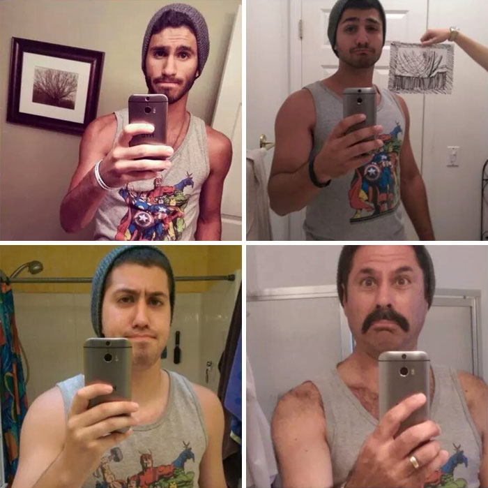 My Youngest Brother Got A New Phone And Took A Selfish. My Dad And Brother And I Liked How It Looked