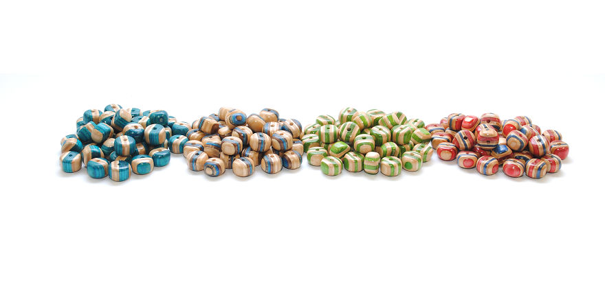 Colourful Handmade Beads Out Of Recycled Skateboards