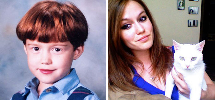 Bowl Cut + No Eyelashes + Lipstick On A 1st Grader
