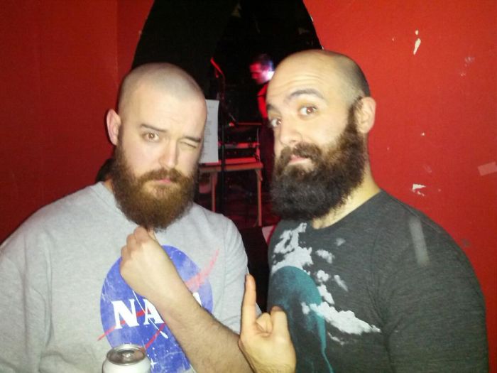 Two doppelgangers looking funny at the party 