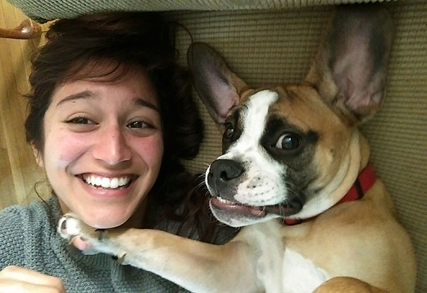 It Looks Like My Dog Is Taking A Selfie Of Him And My Wife In This Pic