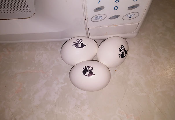 Wife Boiled A Few Eggs. I Asked Her To Mark Them With "B'S" To Tell Them Apart