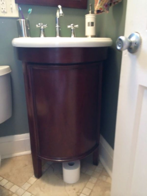 I Asked My 6 Year Old To Put The Extra Roll Of Toilet Paper Under The Sink