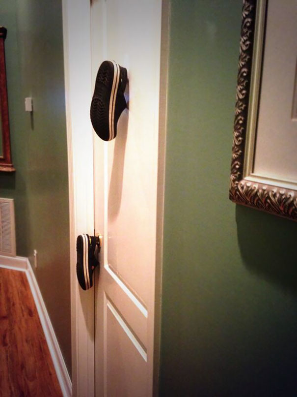 Asked My 8yo To Put His Shoes Outside The Door. Always The Loophole With This One