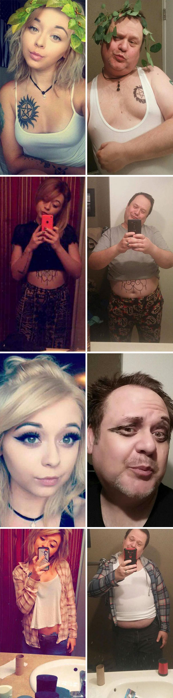 Dad Trolls His Daughter By Recreating Her Selfies