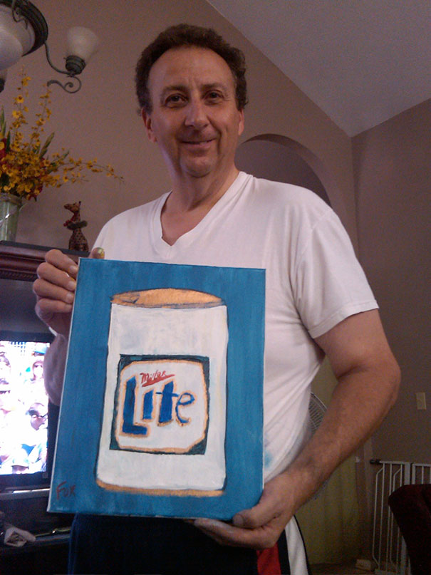 Asked My Dad To Paint With Me, This Is What He Did For His First Painting