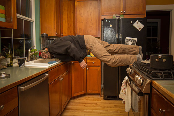 My Dad Posted This To Facebook Today With The Caption, "As I Get Older, I Find It Easier To Lift My Legs Up Than Bend At The Waist To Get A Drink Of Water."