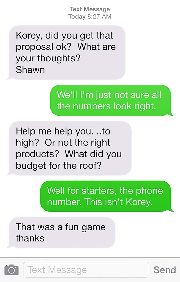 Wrong Number Text