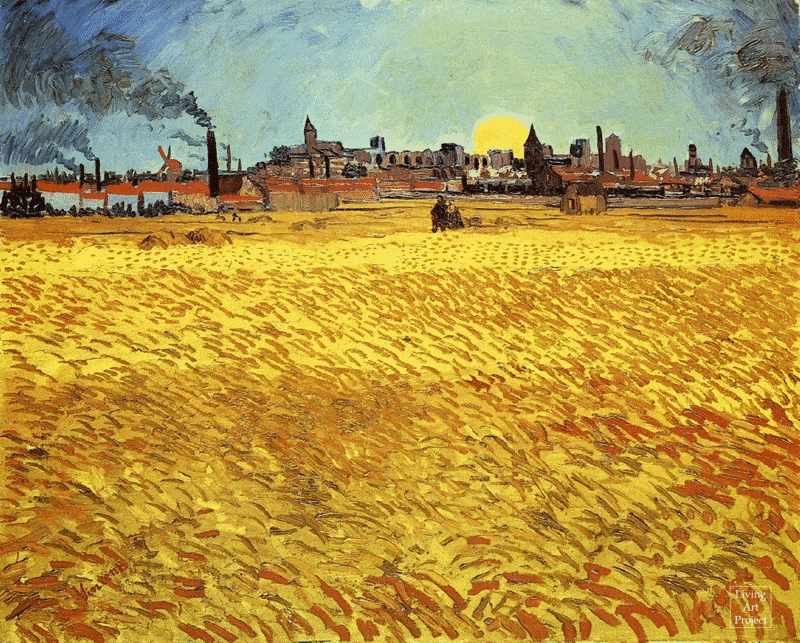 Summer Evening, Wheatfield With Setting Sun - 1888