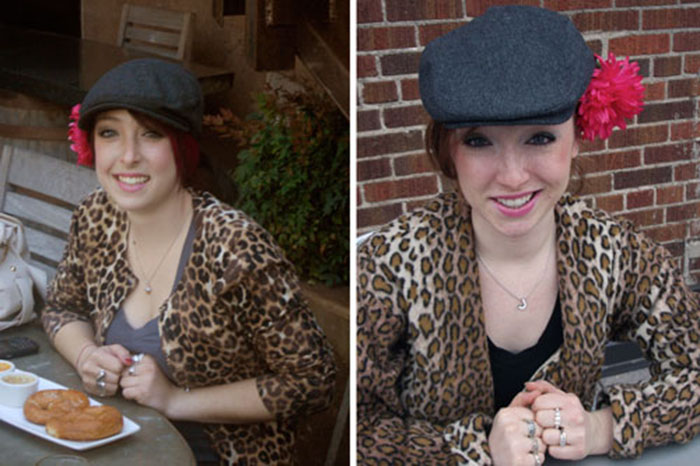 Two doppelgangers sitting and eating at the table 