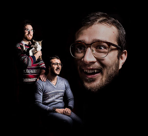 Men Posing With Cats