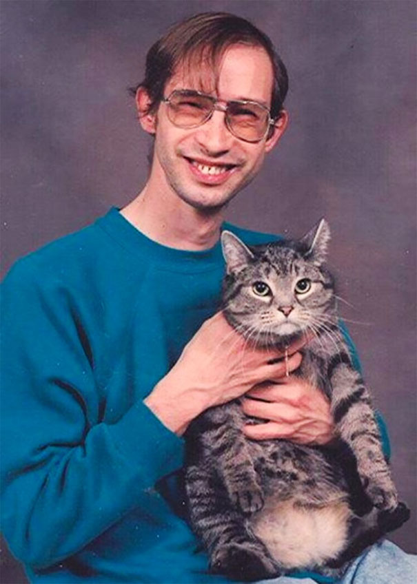 Men Posing With Cats