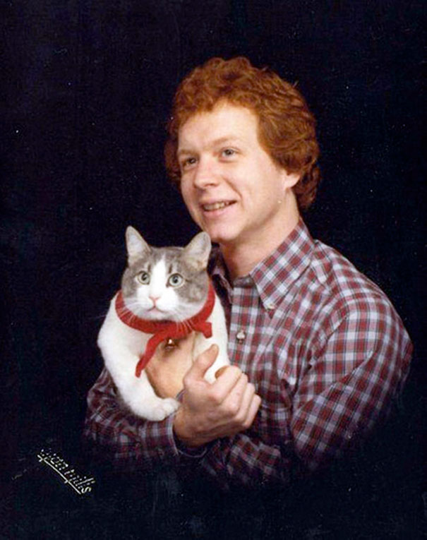 Men Posing With Cats