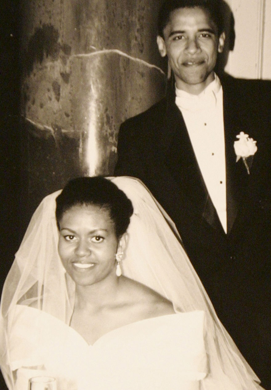 Barack and Michelle on their wedding day 