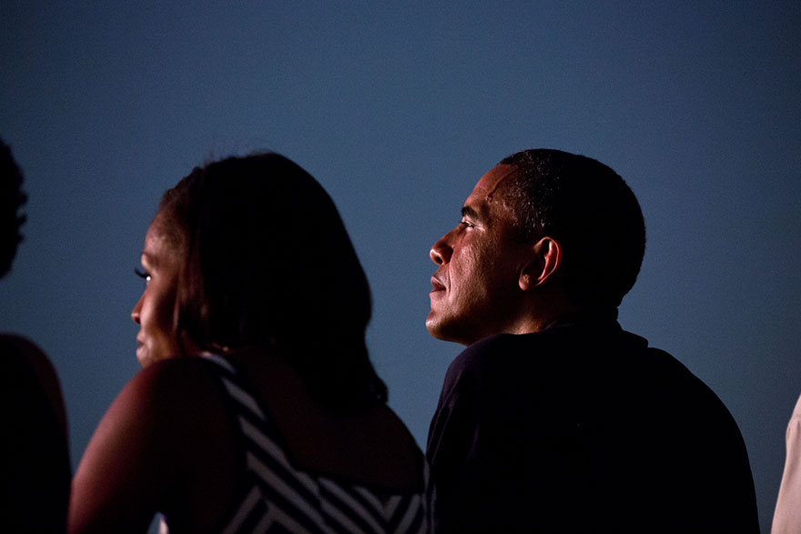 Michelle and Barack watching fireworks 