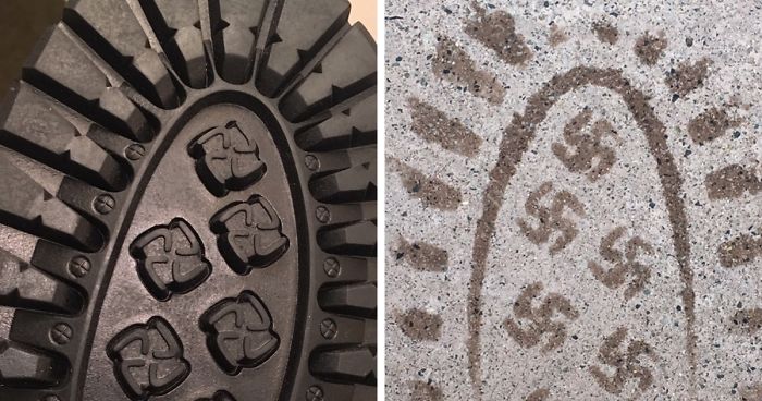 Man Leaves Swastika Footprints Everywhere He Goes After Accidentally Buying Wrong Pair Of Boots