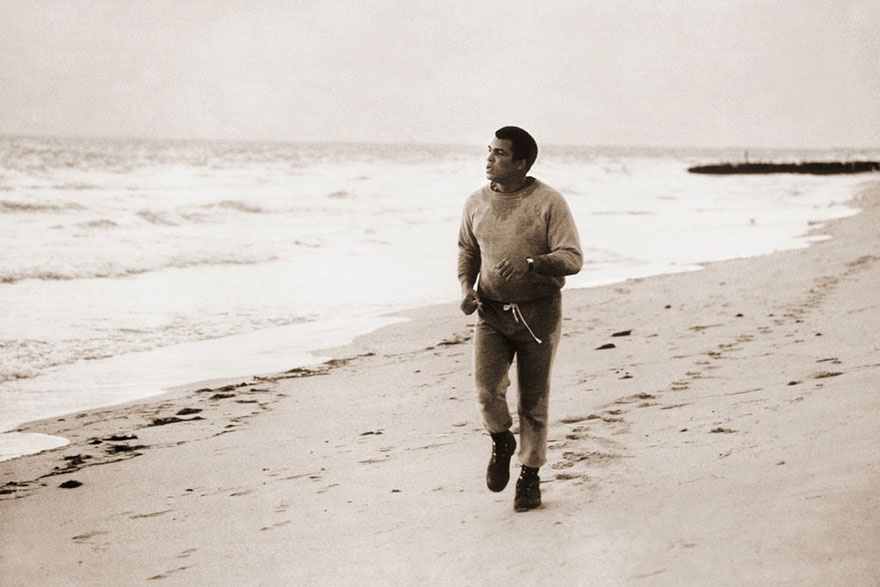 Ali Trained His Legs By Running On The Sand In Heavy Combat Boots So His Boxing Shoes Would Feel Lighter In The Ring. Miami Beach, 1977