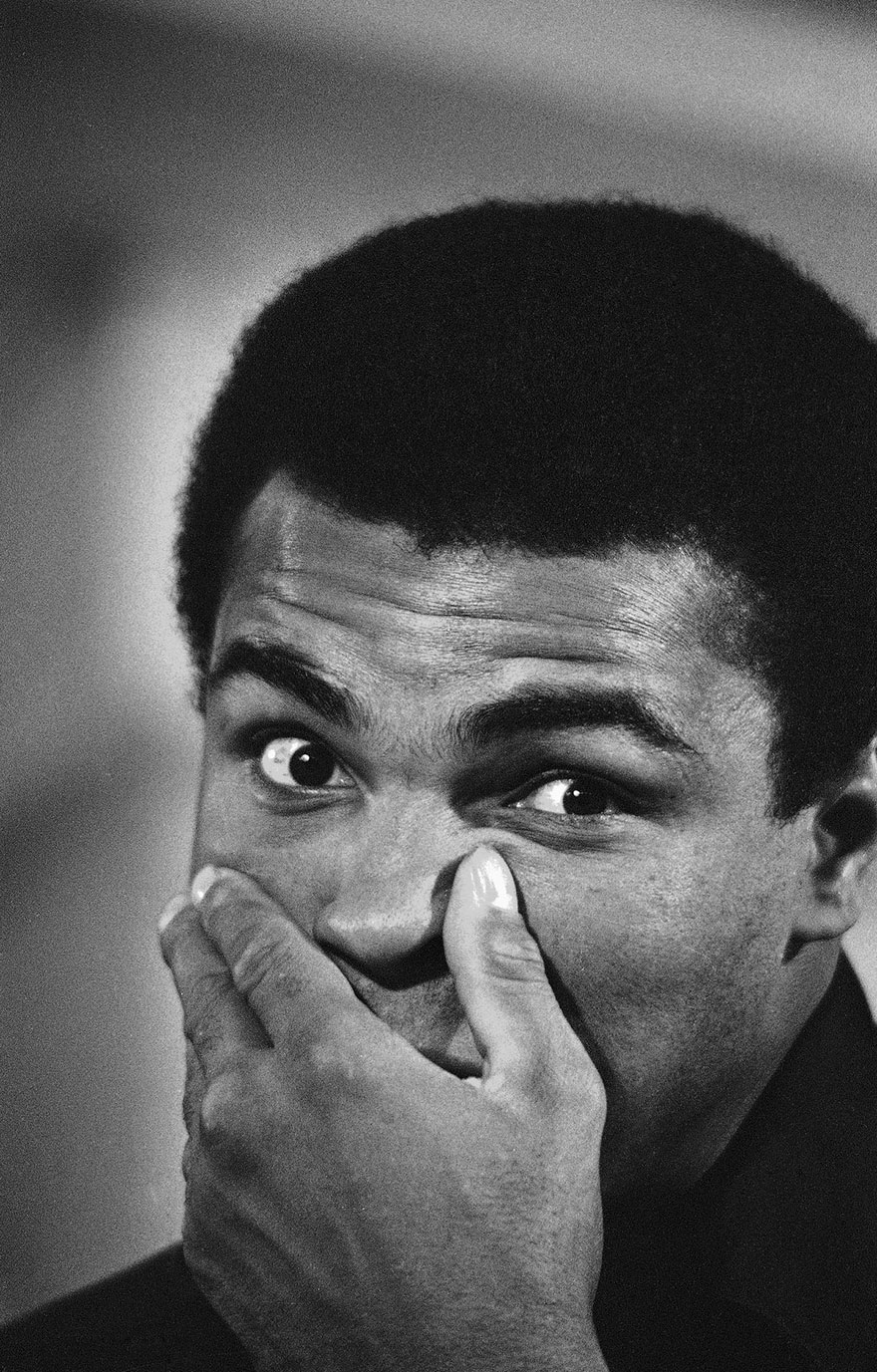 Muhammad Ali Gives A Quizzical Stare As He Ponders The Question Of What He Will Do With His $2.5 Million Dollar Share Of The March 8 Fight With Joe Frazier, March 5, 1971. Ali Spent Some Time With The Press After His Regularly Scheduled Workout In Miami Beach, Fla., Answering Questions Relative To The Upcoming Bout