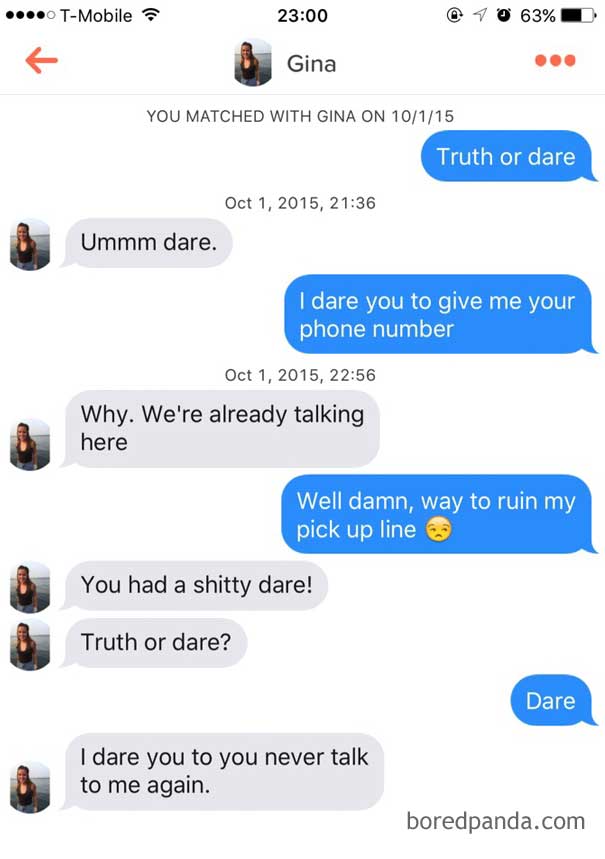 woman dares man to never talk to her again 