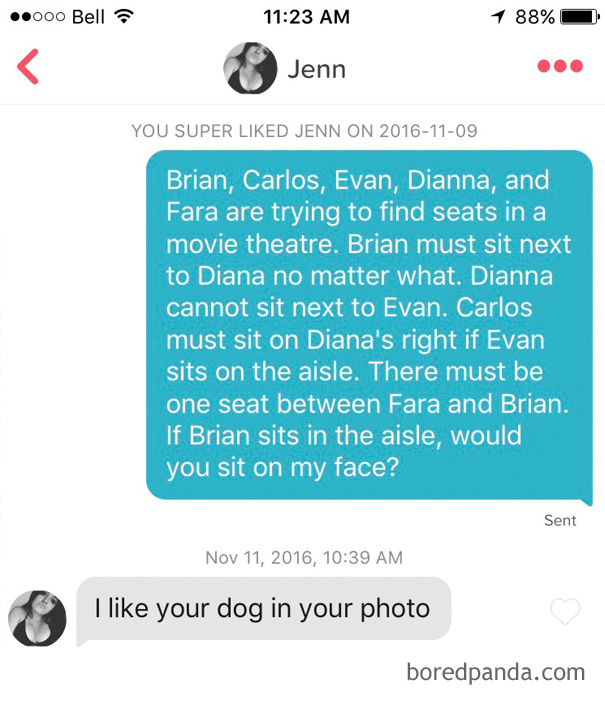 man flirting with woman using a riddle 