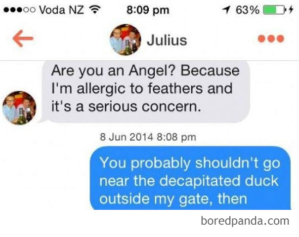 man asking a woman if she is an angel 