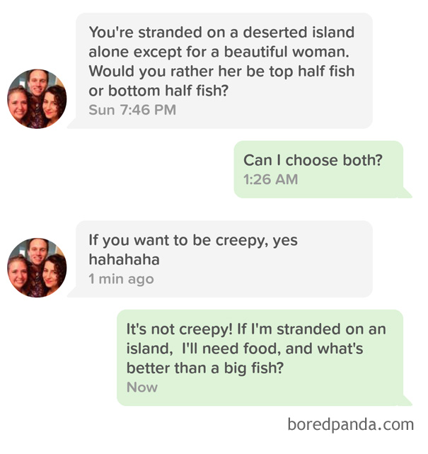 man using an island pick-up line 