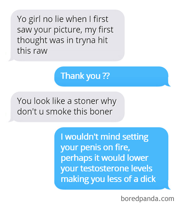 woman rejecting a man via text message 