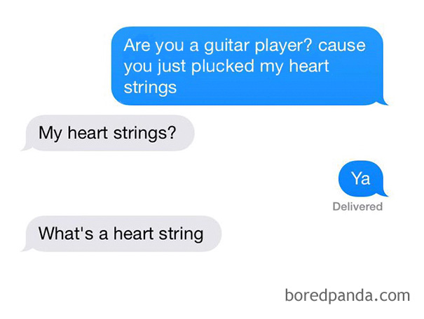 person flirting using a heart pun