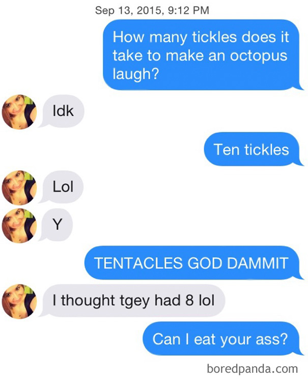 man using octopus pun to flirt with woman 